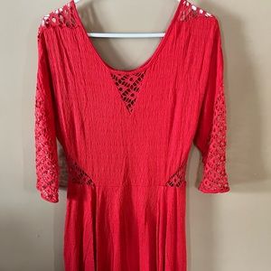 Free People coral pink red Dress L